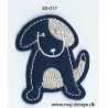 Hund blå/hvid strygemærke 5x4 cm